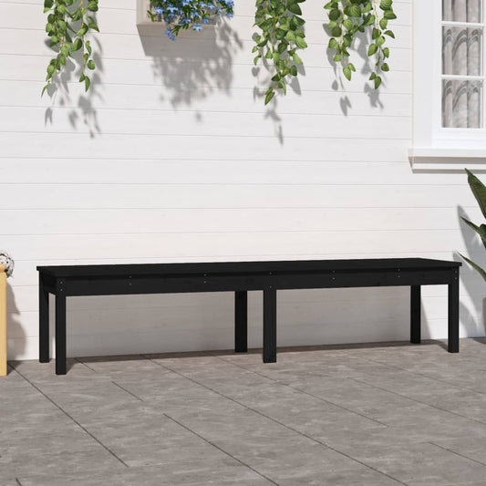 Panca Giardino 2 Posti Nera 203,5x44x45cm Legno Massello Pino - homemem39