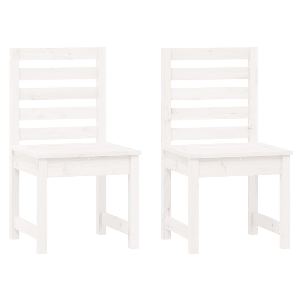 Sedie da Giardino 2pz Bianco 40,5x48x91,5cm Legno Massello Pino - homemem39