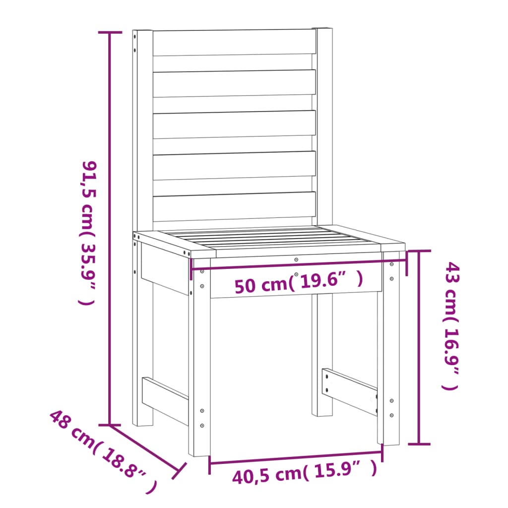 Sedie da Giardino 2pz Bianco 40,5x48x91,5cm Legno Massello Pino - homemem39