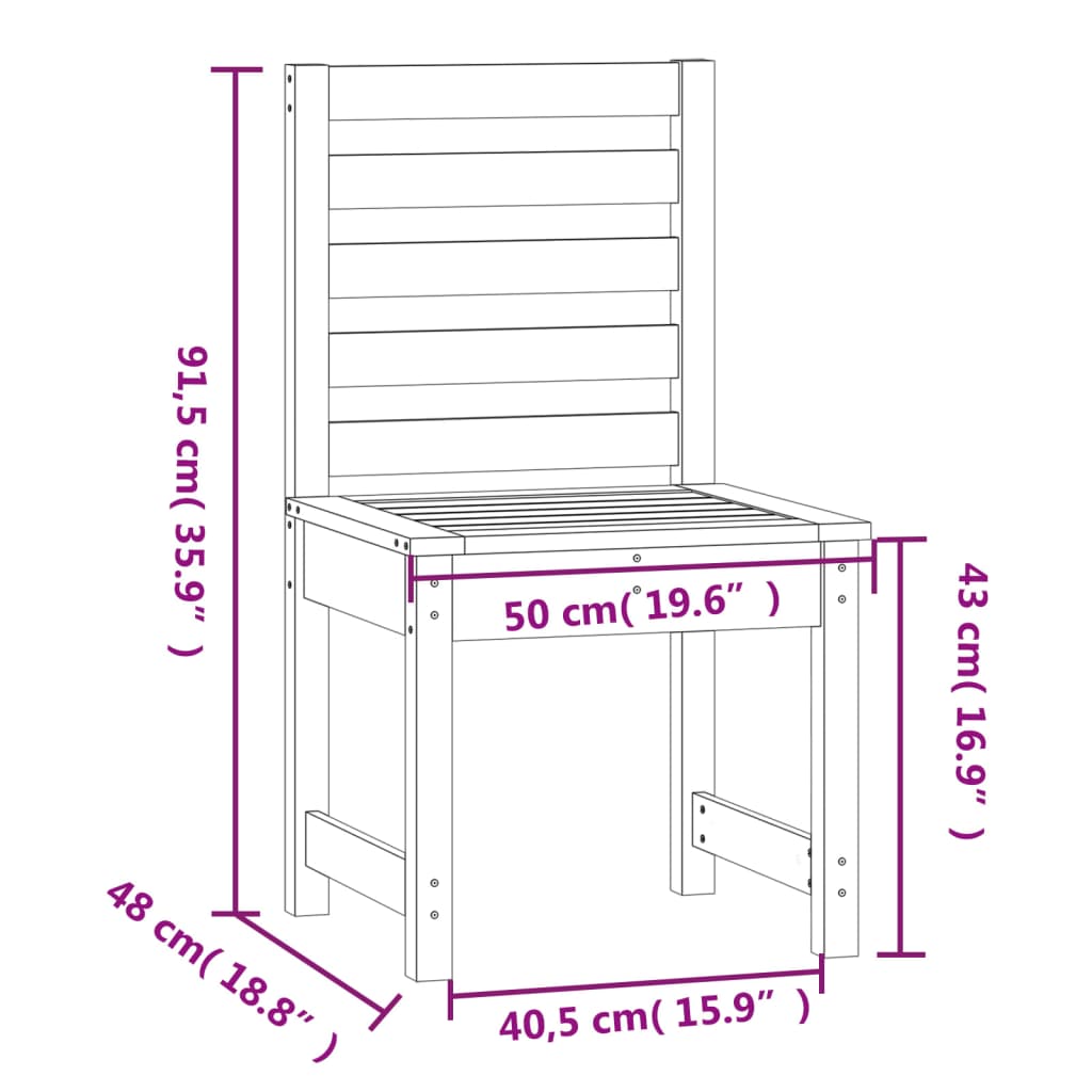 Sedie da Giardino 2pz Grigie 40,5x48x91,5cm Legno Massello Pino - homemem39