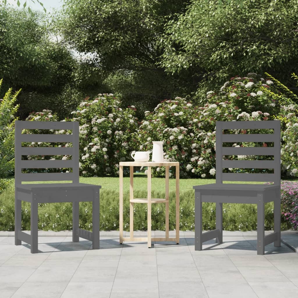 Sedie da Giardino 2pz Grigie 40,5x48x91,5cm Legno Massello Pino - homemem39