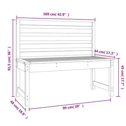 Panca da Giardino Grigia 109 cm in Legno Massello di Pino - homemem39