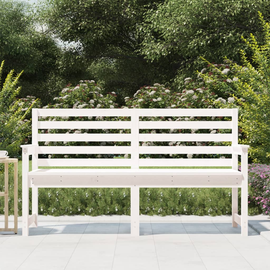 Panca da Giardino Bianca 159,5x48x91,5cm Legno Massello di Pino - homemem39