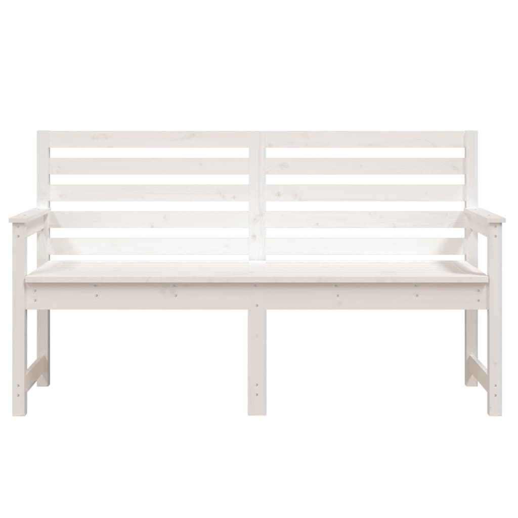 Panca da Giardino Bianca 159,5x48x91,5cm Legno Massello di Pino - homemem39