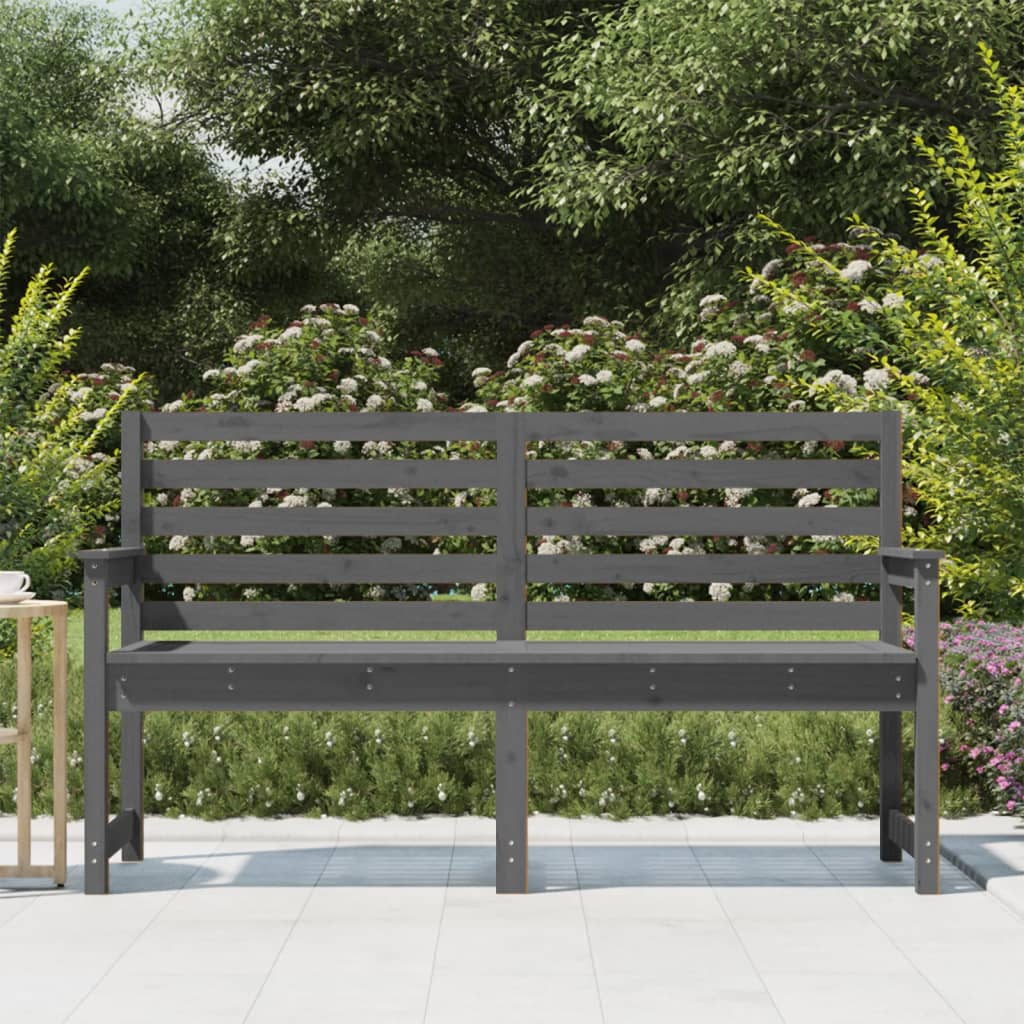 Panca da Giardino Grigia 159,5x48x91,5cm Legno Massello di Pino - homemem39