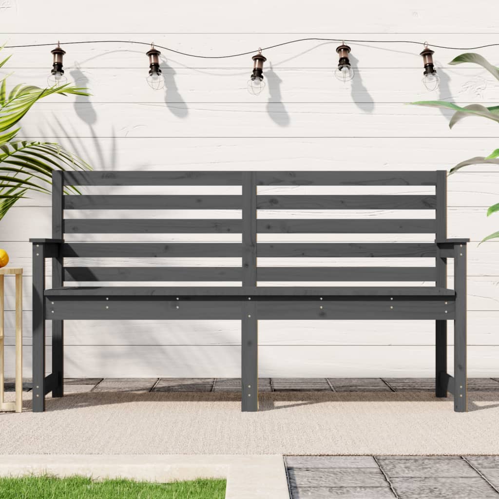 Panca da Giardino Grigia 159,5x48x91,5cm Legno Massello di Pino - homemem39