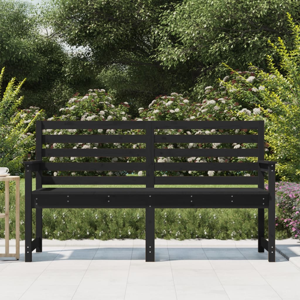 Panca da Giardino Nera 159,5x48x91,5 cm Legno Massello di Pino - homemem39