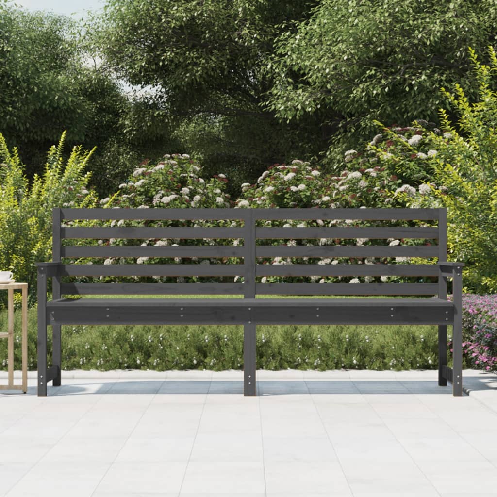 Panca da Giardino Grigia 203,5x48x91,5cm Legno Massello di Pino - homemem39