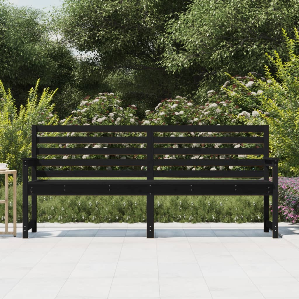 Panca da Giardino Nera 203,5x48x91,5 cm Legno Massello di Pino - homemem39