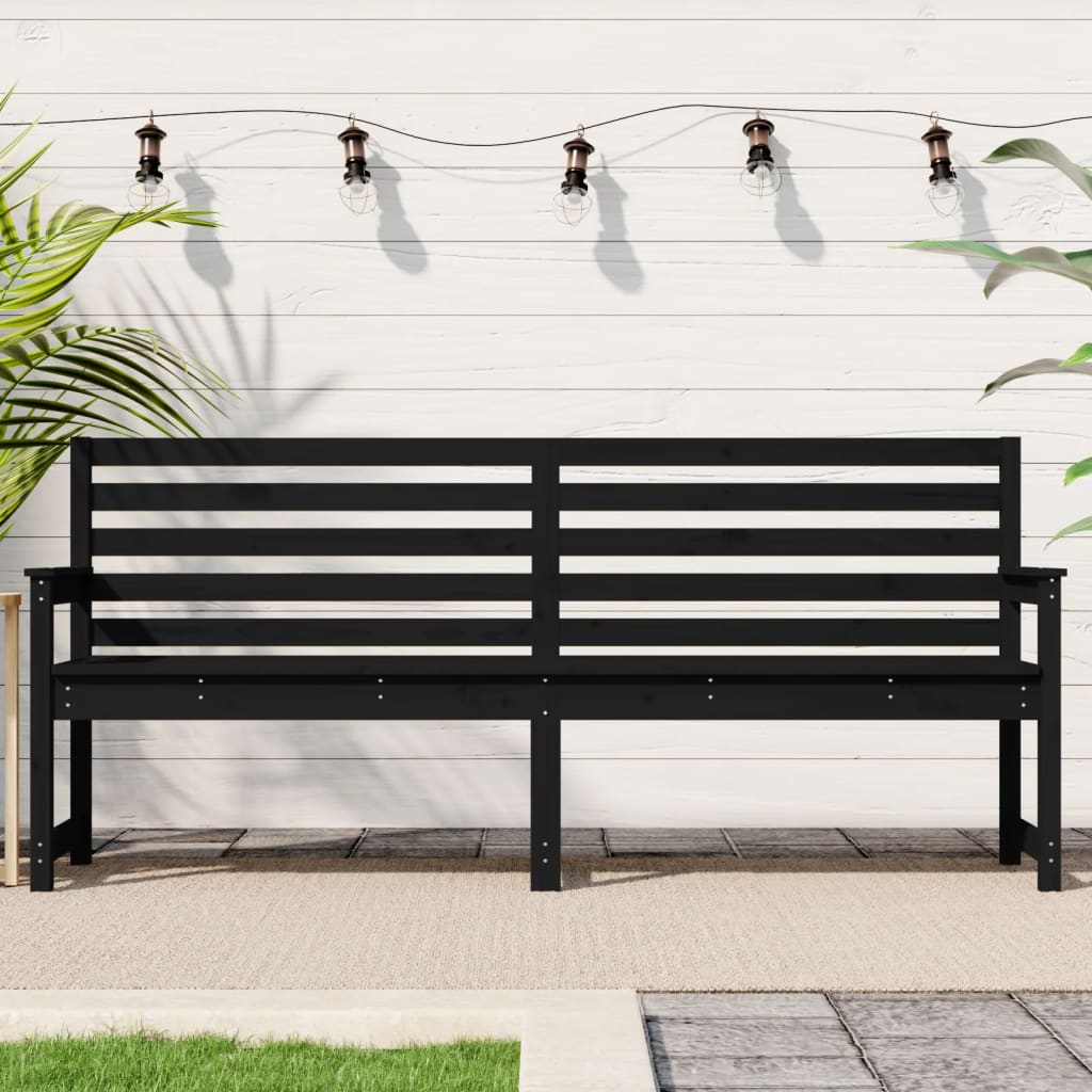 Panca da Giardino Nera 203,5x48x91,5 cm Legno Massello di Pino - homemem39