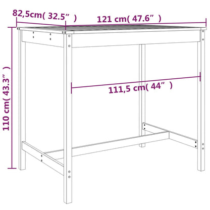 Tavolo da Giardino 121x82,5x110 cm in Legno Massello di Pino - homemem39