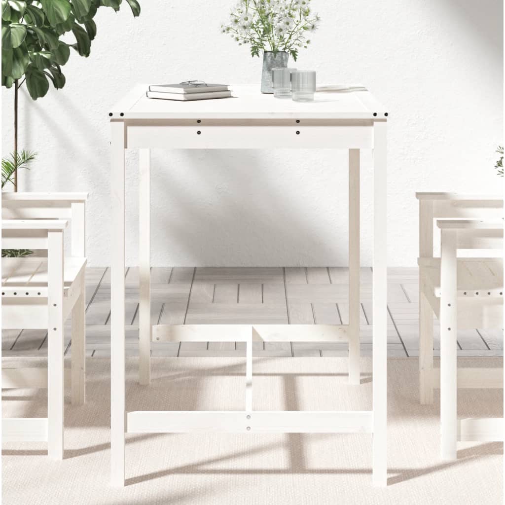 Tavolo da Giardino Bianco 121x82,5x110cm Legno Massello di Pino - homemem39