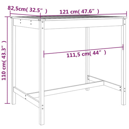 Tavolo da Giardino Bianco 121x82,5x110cm Legno Massello di Pino - homemem39