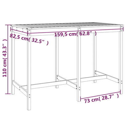 Tavolo da Giardino Grigio 159,5x82,5x110 cm Legno Massello Pino - homemem39