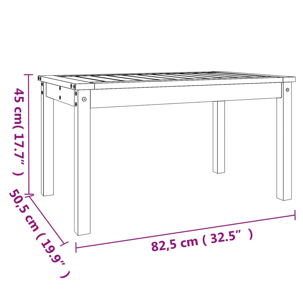 Tavolo da Giardino Bianco 82,5x50,5x45 cm Legno Massello Pino - homemem39
