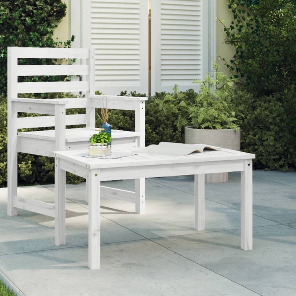 Tavolo da Giardino Bianco 82,5x50,5x45 cm Legno Massello Pino - homemem39