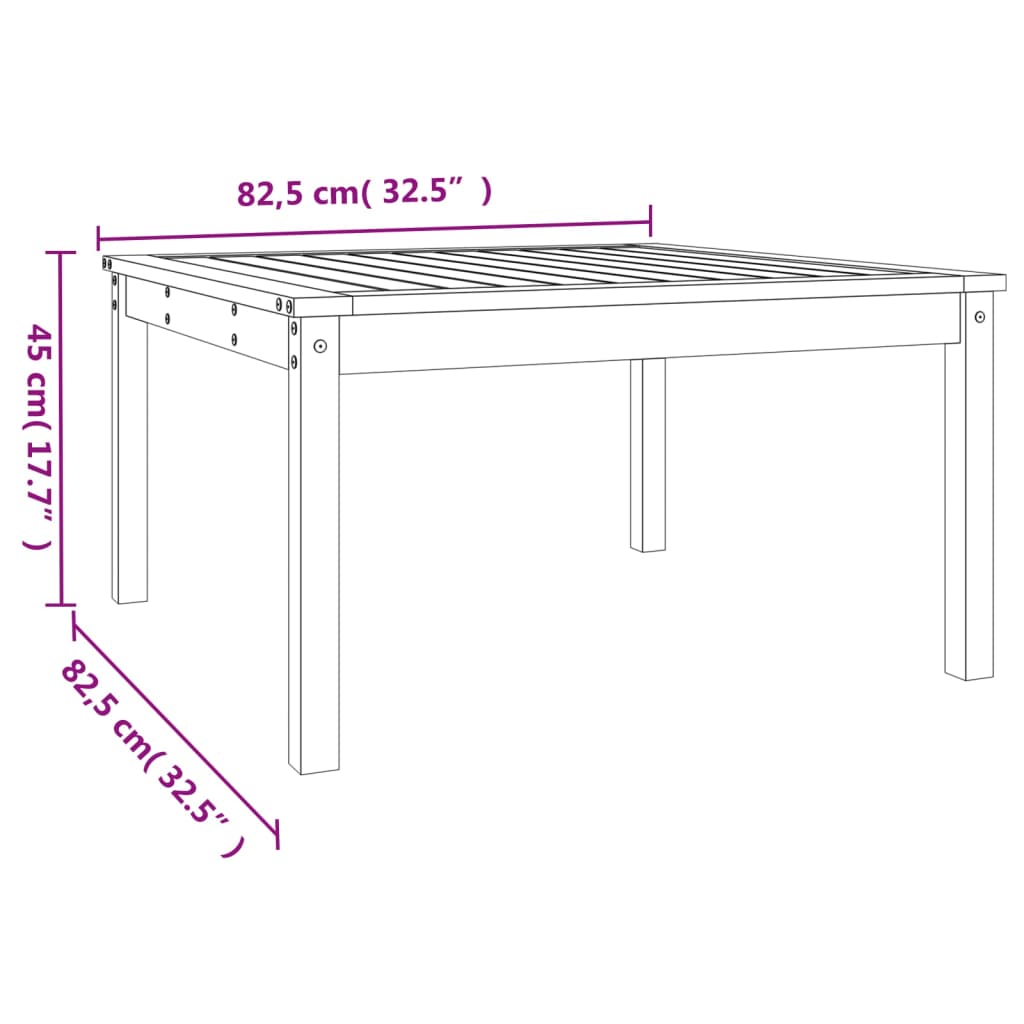 Tavolo da Giardino Nero 82,5x82,5x45 cm Legno Massello di Pino - homemem39