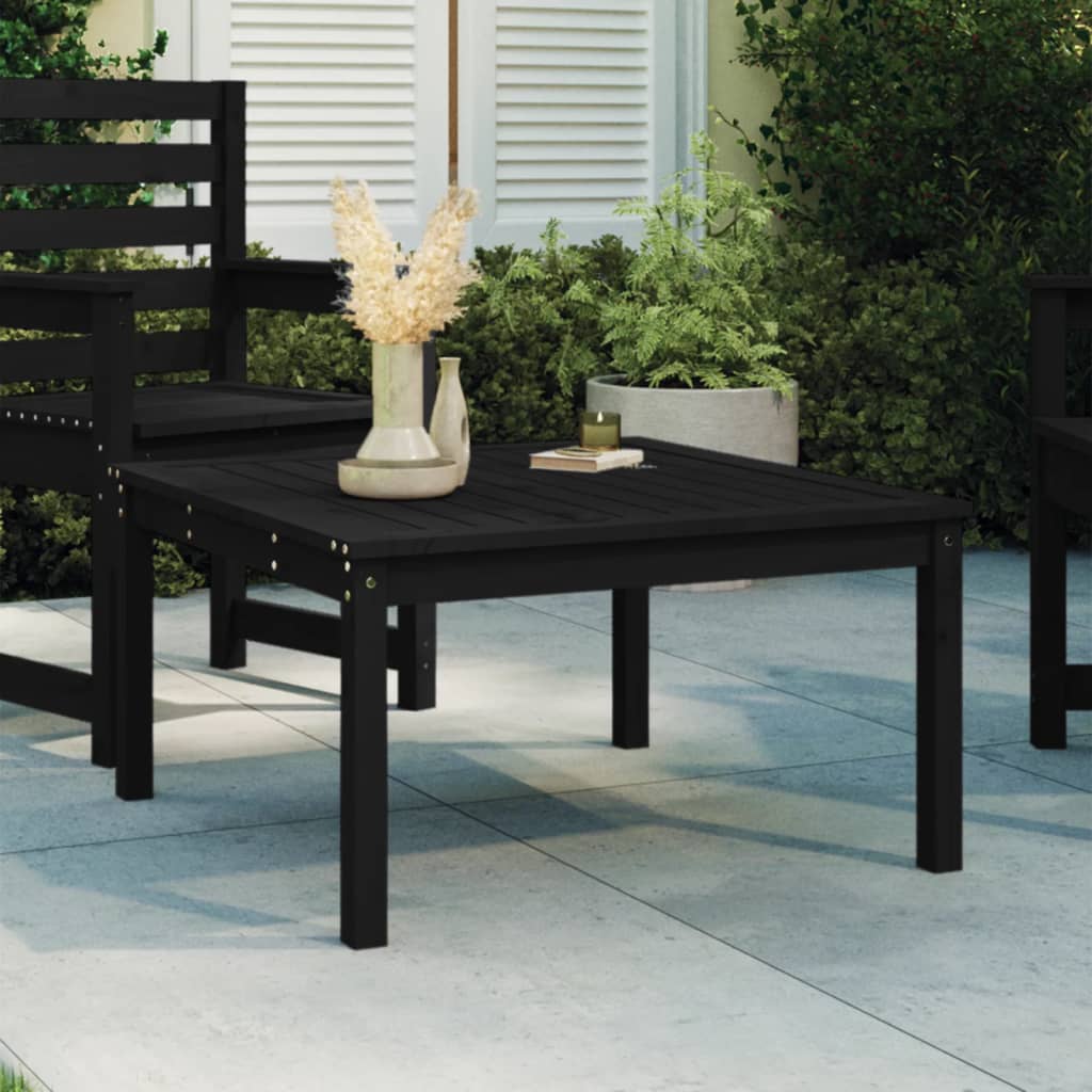 Tavolo da Giardino Nero 82,5x82,5x45 cm Legno Massello di Pino - homemem39