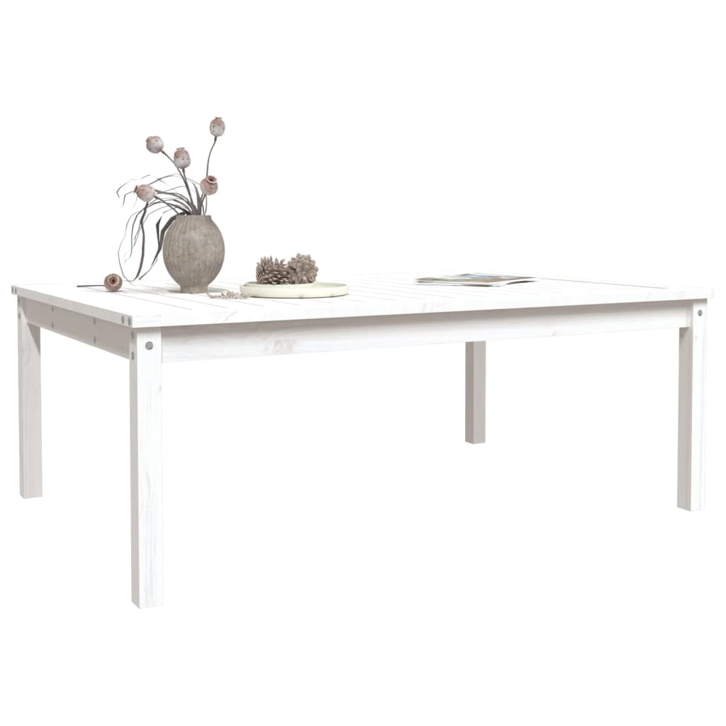 Tavolo da Giardino Bianco 121x82,5x45 cm Legno Massello di Pino - homemem39