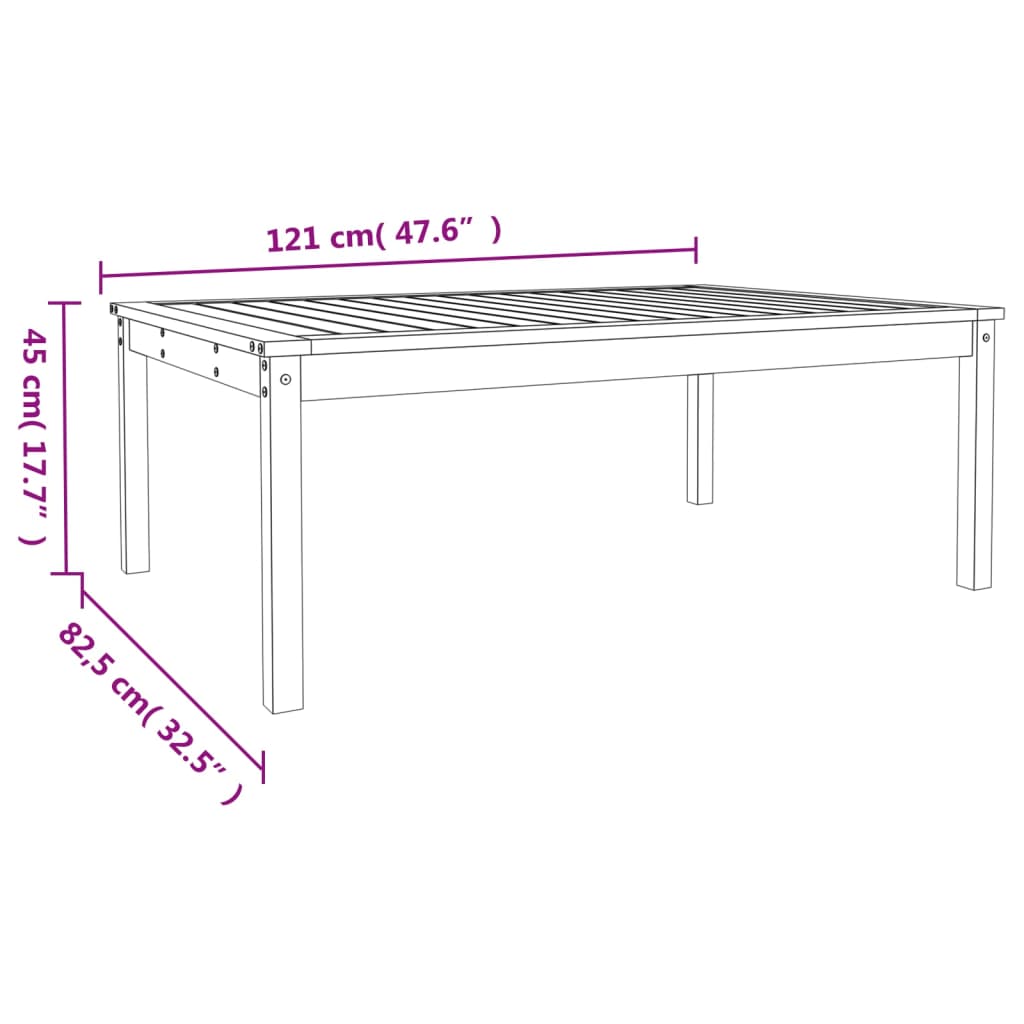 Tavolo da Giardino Nero 121x82,5x45 cm Legno Massello di Pino - homemem39