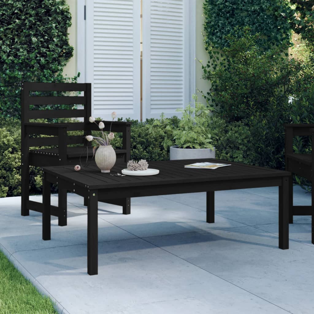 Tavolo da Giardino Nero 121x82,5x45 cm Legno Massello di Pino - homemem39