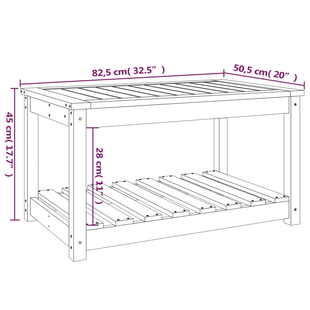 Tavolo da Giardino Grigio 82,5x50,5x45 cm Legno Massello Pino - homemem39