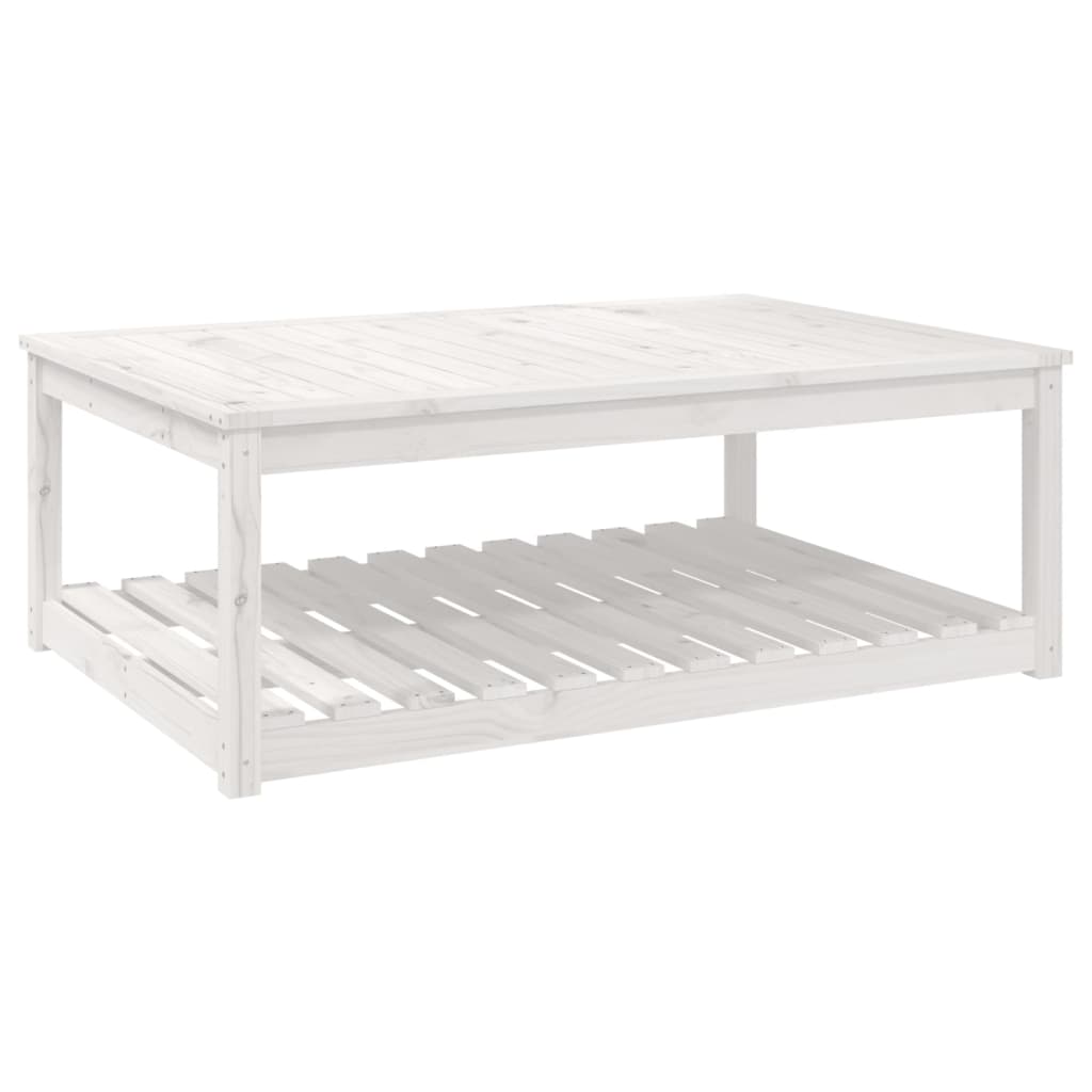 Tavolo da Giardino Bianco 121x82,5x45 cm Legno Massello di Pino - homemem39