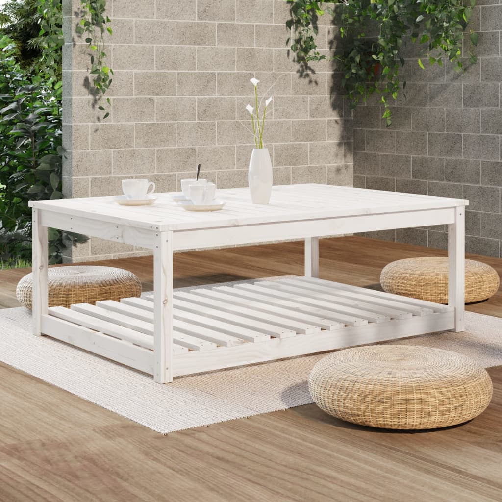 Tavolo da Giardino Bianco 121x82,5x45 cm Legno Massello di Pino - homemem39