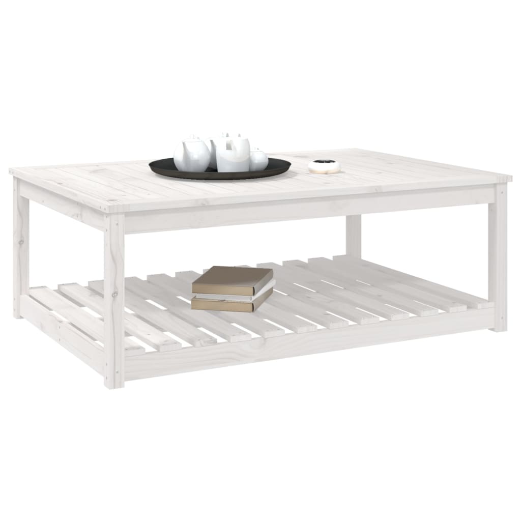 Tavolo da Giardino Bianco 121x82,5x45 cm Legno Massello di Pino - homemem39