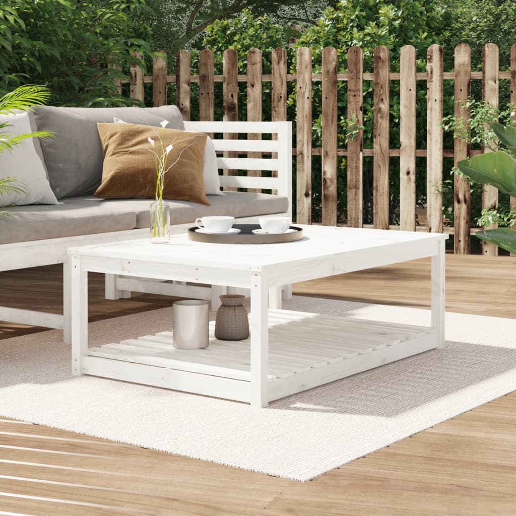 Tavolo da Giardino Bianco 121x82,5x45 cm Legno Massello di Pino - homemem39