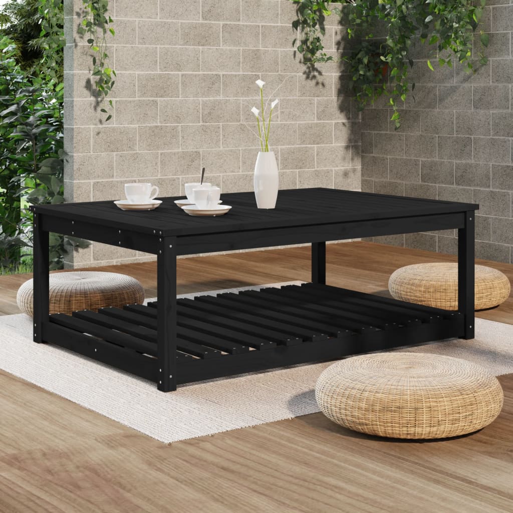 Tavolo da Giardino Nero 121x82,5x45 cm Legno Massello di Pino - homemem39