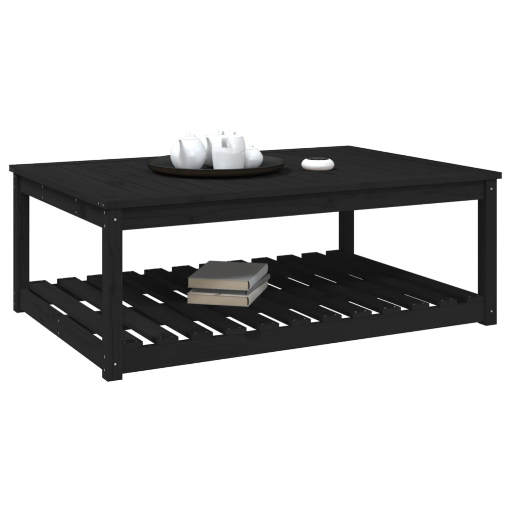 Tavolo da Giardino Nero 121x82,5x45 cm Legno Massello di Pino - homemem39