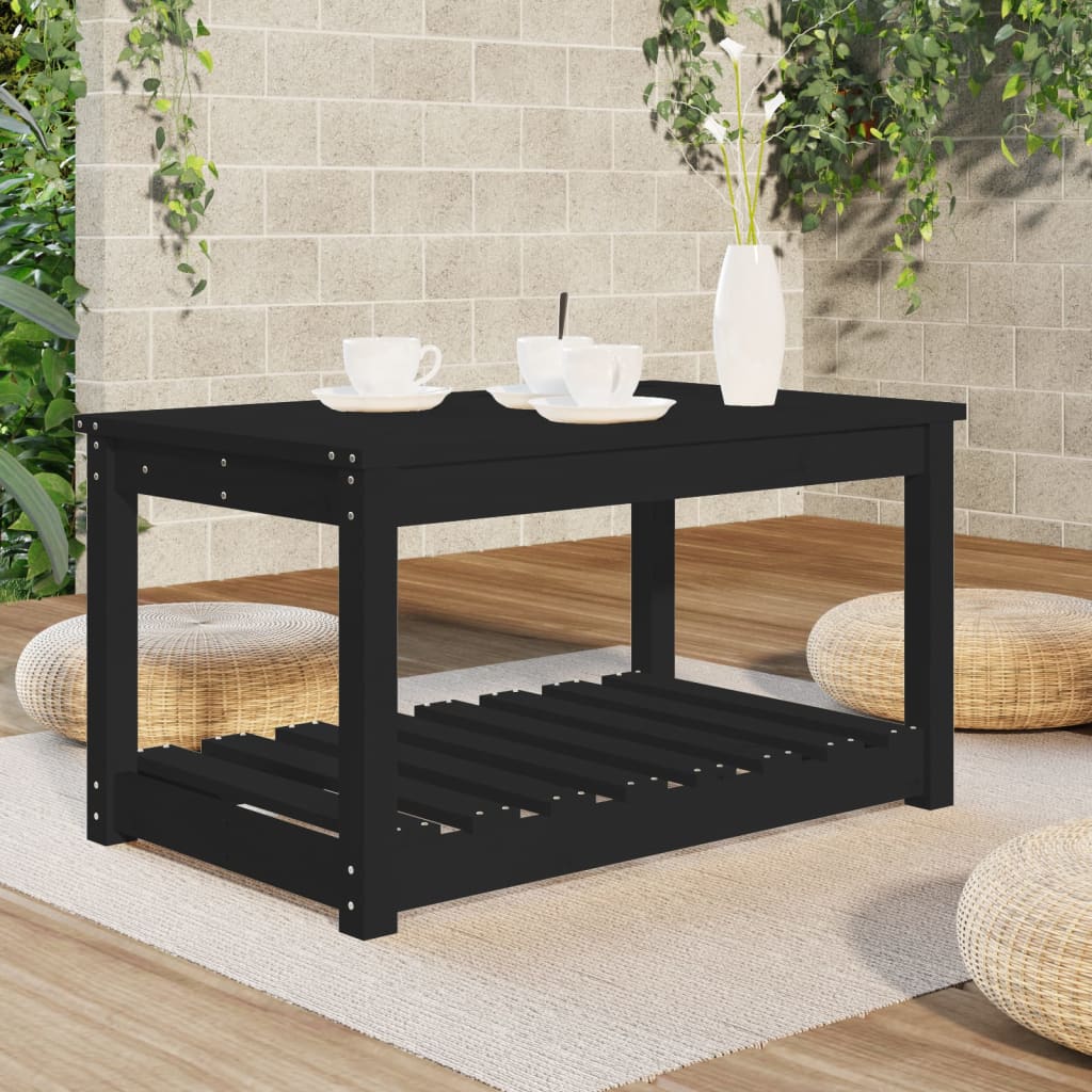 Tavolo da Giardino Nero 82,5x50,5x45 cm Legno Massello Pino - homemem39