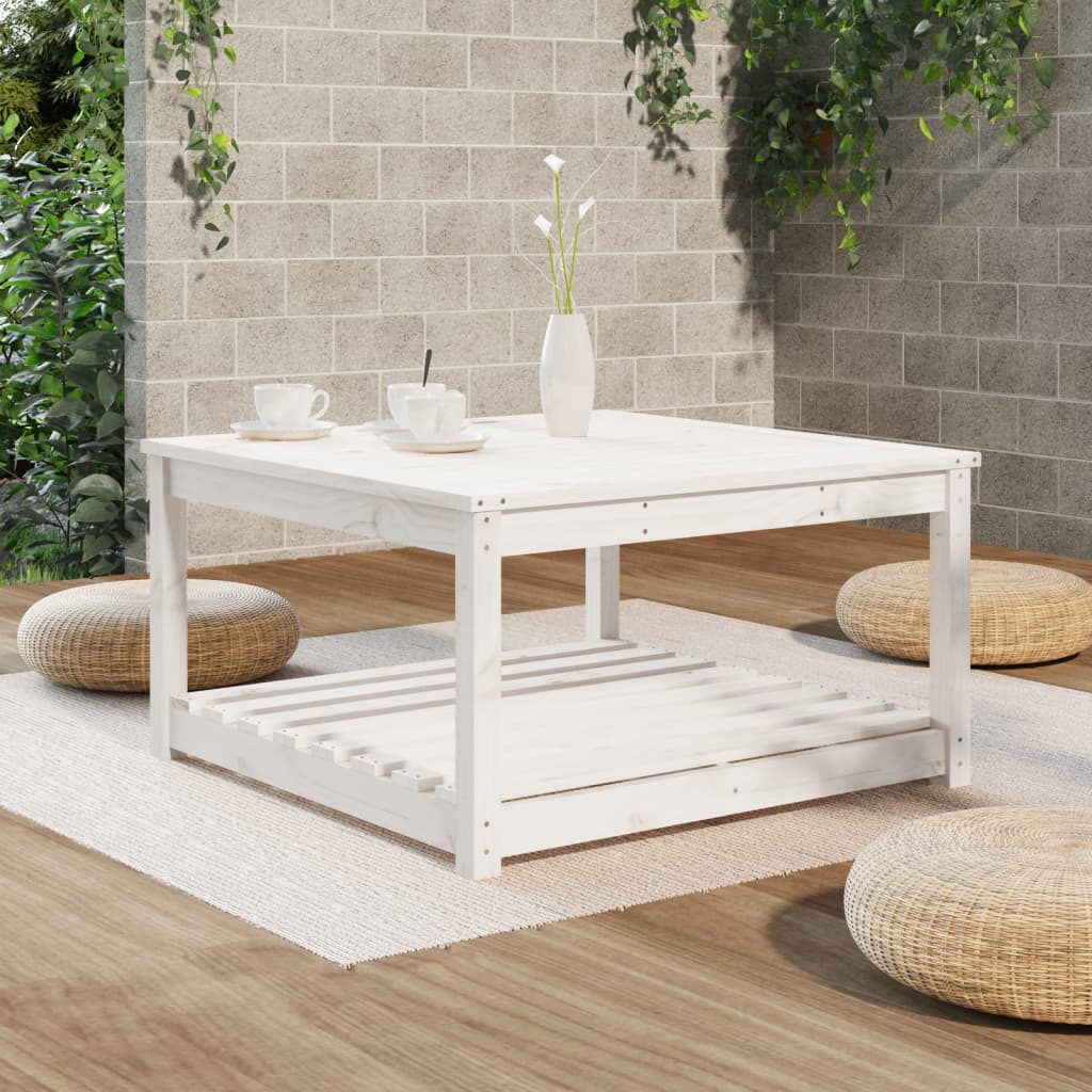 Tavolo da Giardino Bianco 82,5x82,5x45cm Legno Massello di Pino - homemem39