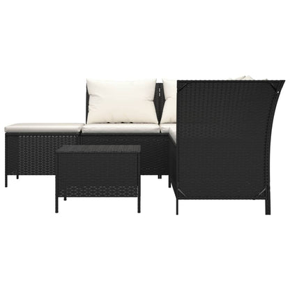 Set Divani da Giardino 4 pz con Cuscini Nero in Polyrattan - homemem39