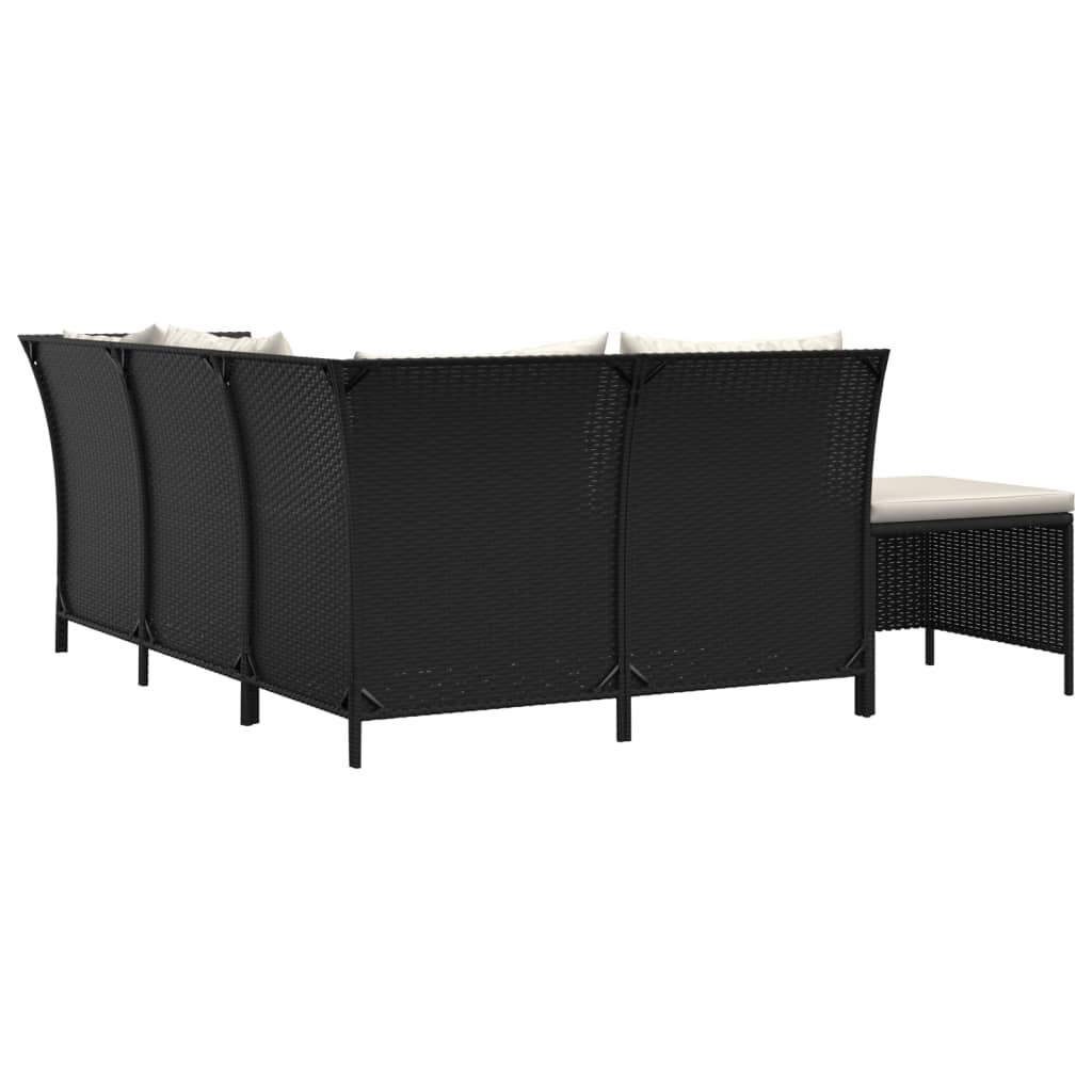 Set Divani da Giardino 4 pz con Cuscini Nero in Polyrattan - homemem39