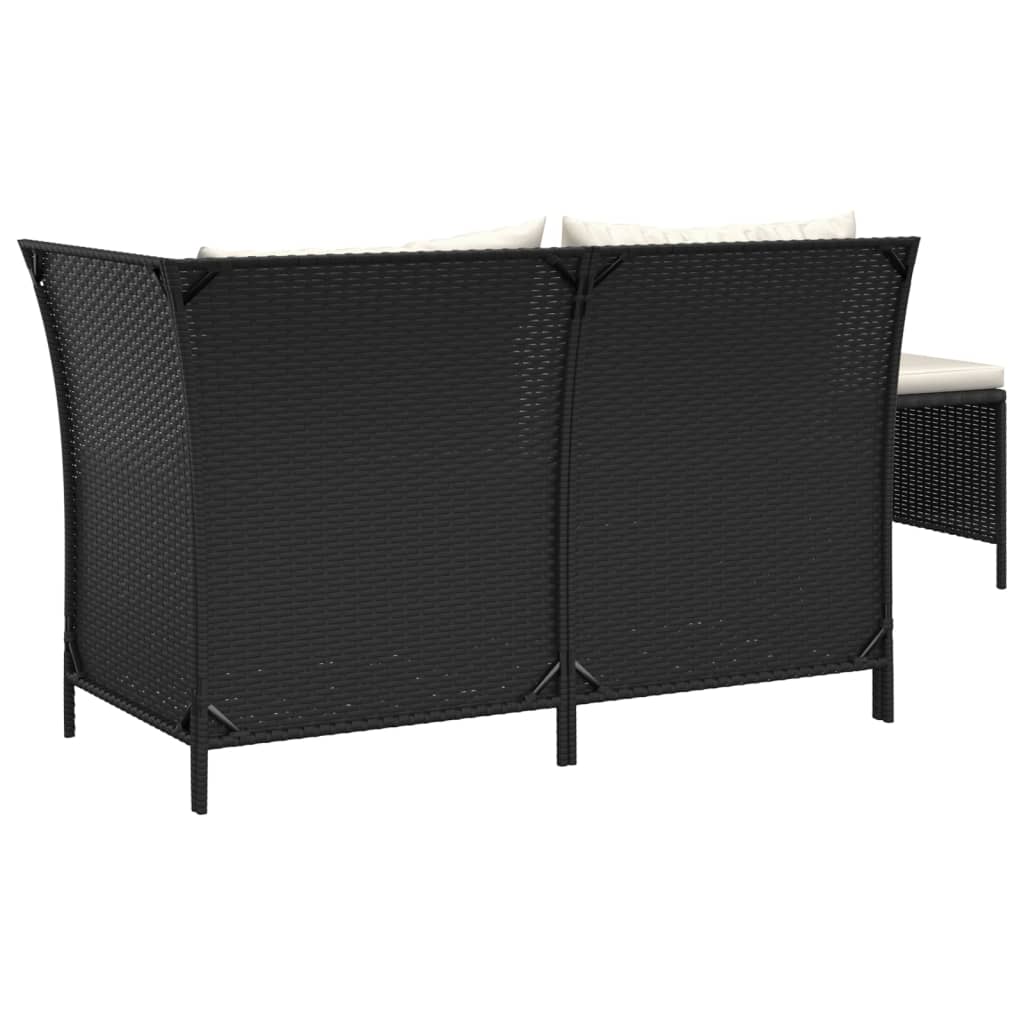 Set Divani da Giardino 3 pz con Cuscini Nero in Polyrattan - homemem39