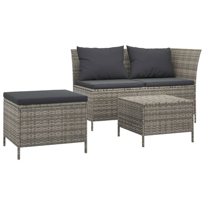 Set Divani da Giardino 3 pz con Cuscini in Polyrattan Grigio - homemem39