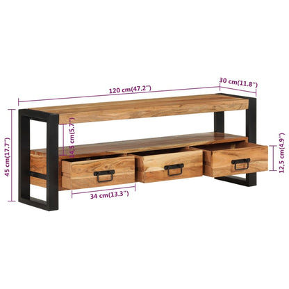 Mobile Porta TV 120x30x45 cm in Legno Massello di Acacia - homemem39