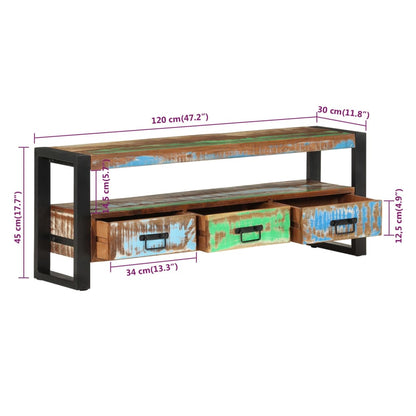 Mobile Porta TV 120x30x45 in Legno Massello di Recupero - homemem39