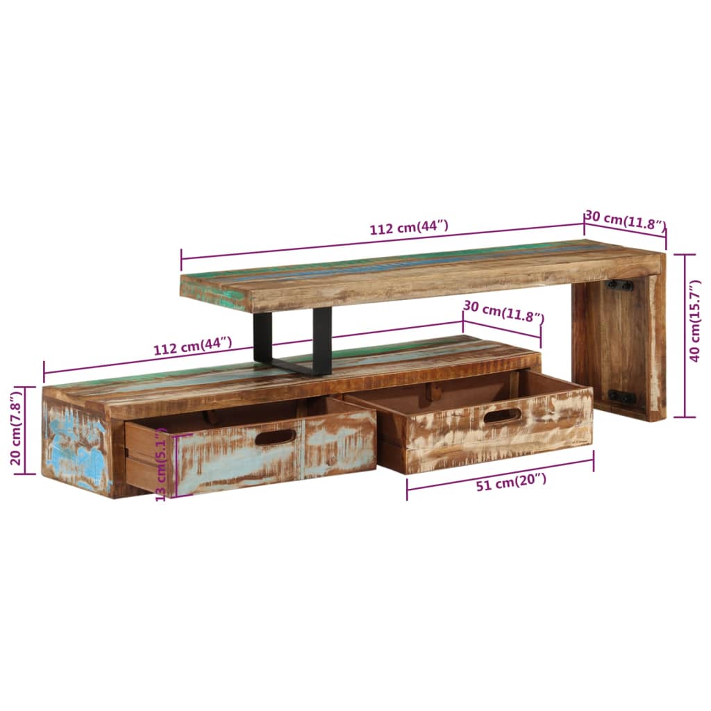 Supporto TV in Legno Massello di Recupero - homemem39