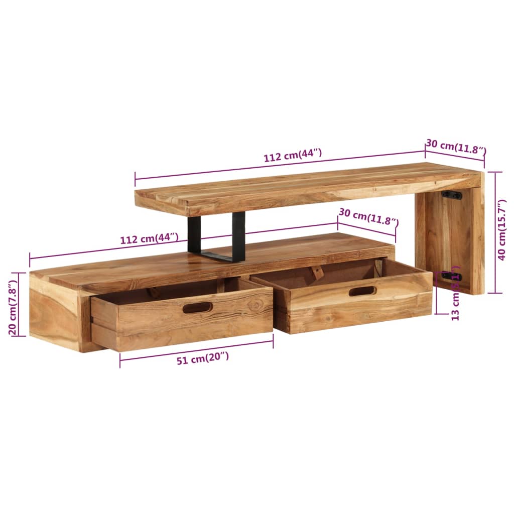 Supporto TV in Legno Massello di Acacia - homemem39