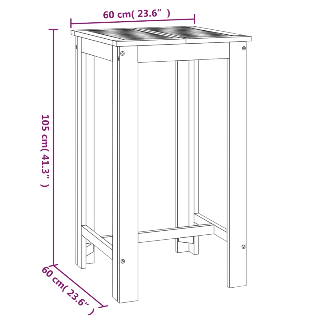 Tavolo da Bar da Giardino 60x60x105 cm Legno Massello di Acacia - homemem39