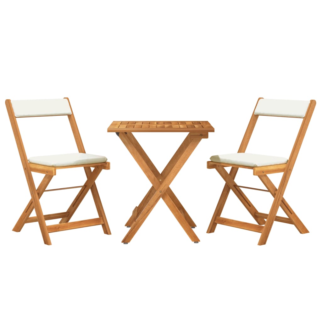 Set da Bistrò Pieghevole 3pz con Cuscini Legno Massello Acacia - homemem39