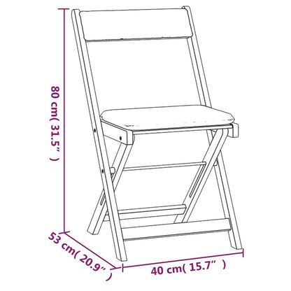 Set da Bistrò Pieghevole 3pz con Cuscini Legno Massello Acacia - homemem39