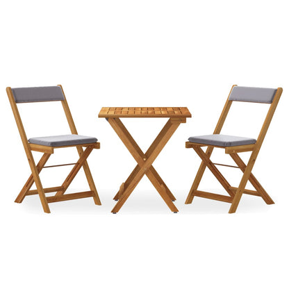 Set da Bistrò Pieghevole 3pz con Cuscini Legno Massello Acacia - homemem39