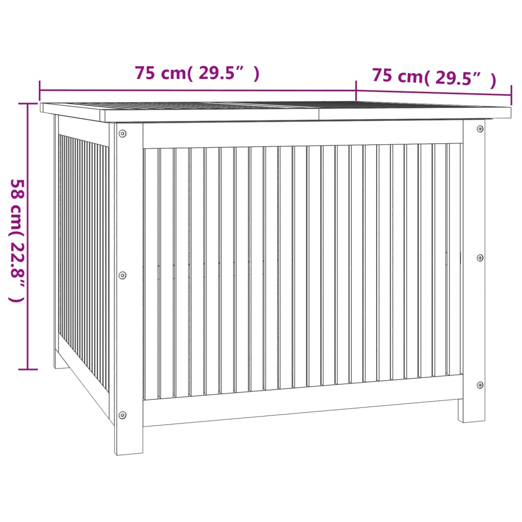 Contenitore da Giardino 75x75x58 cm in Legno Massello di Acacia - homemem39