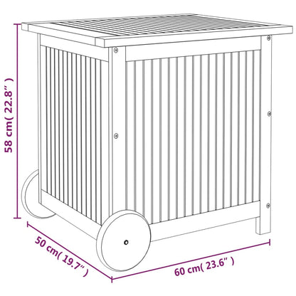 Contenitore Giardino con Ruote 60x50x58cm Legno Massello Acacia - homemem39