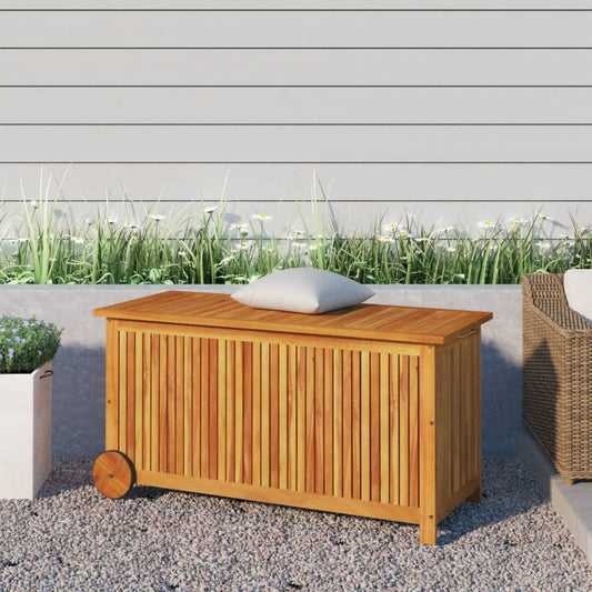 Contenitore Giardino con Ruote 113x50x58 Legno Massello Acacia - homemem39