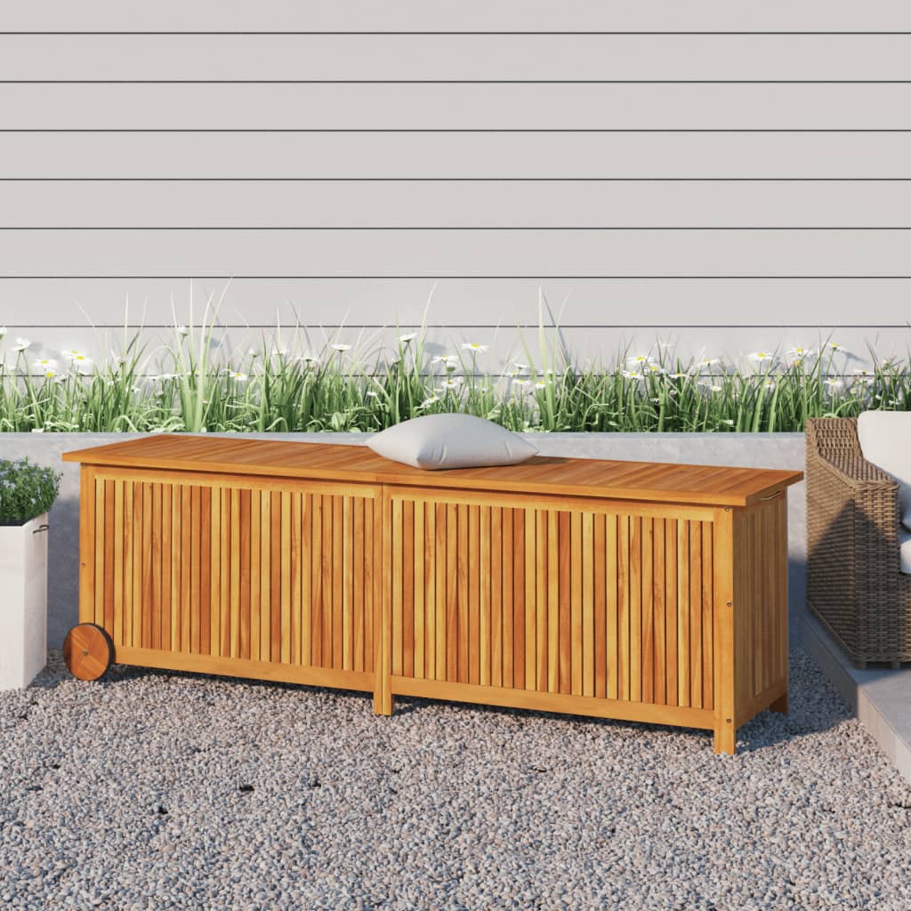 Contenitore da Giardino con Ruote 150x50x58cm Massello Acacia - homemem39